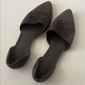 Vince Size 8.5 Nina D'Orsay Flat Grey Suede Leather Made In Italy Designer Chic